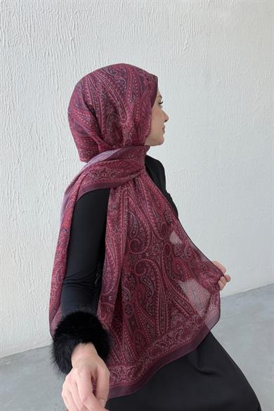 Burgundy & Burgundy Authentic Indian Silk Shawl