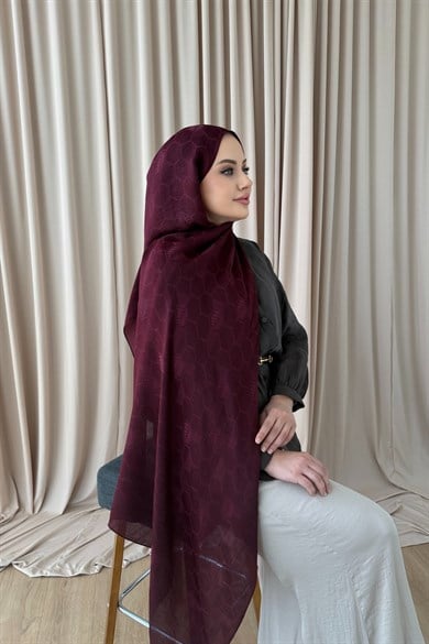 Bordo Ceylin Pamuk Floş Şal