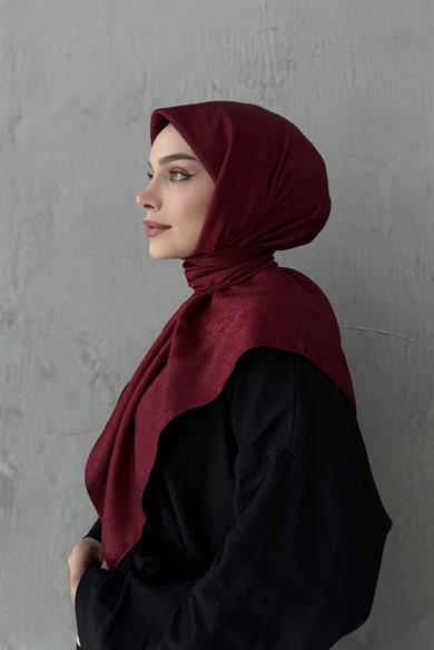 Bordo Çiçek Jakar Eşarp 