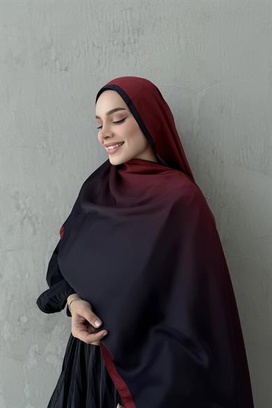 Bordo Degrade İpek Şal