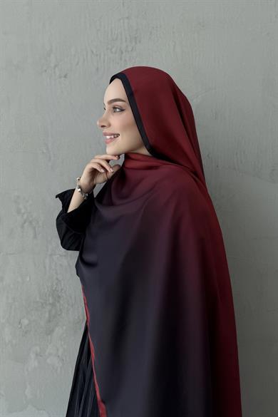 Bordo Degrade İpek Şal