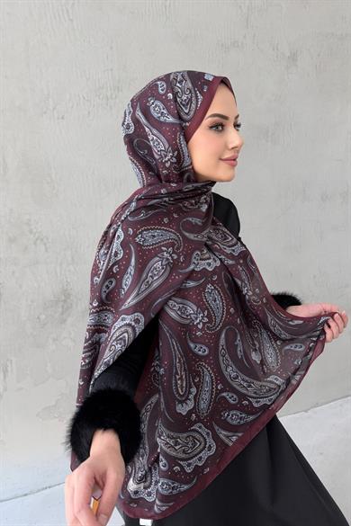 Bordo Elvan Modal İpek Şal