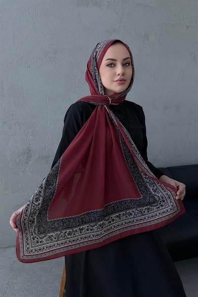Bordo Feira Modal İpek Şal