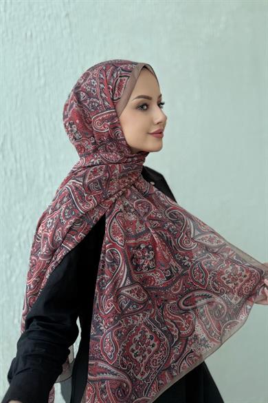 Bordo Harmoni Modal İpek Şal