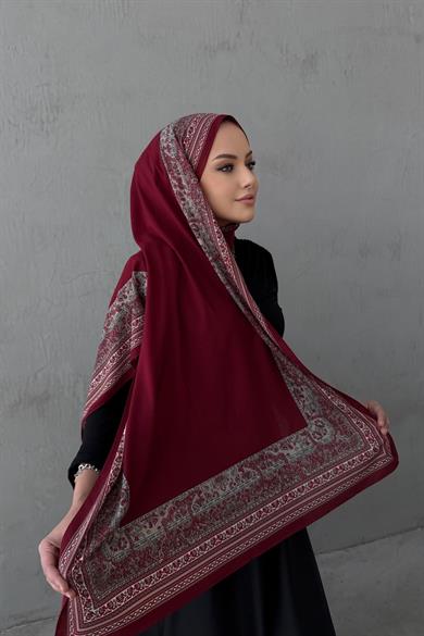 Bordo Zerem İthal Kumlu Şal