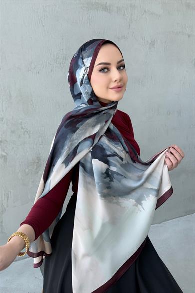 Bordo Katre Kumlu İpek Şal