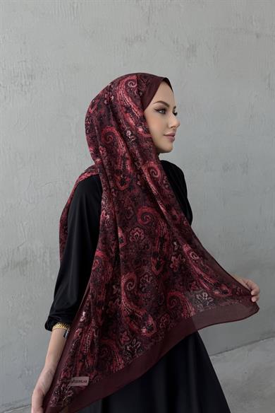 Bordo Laventa Koza %100 Pamuk Şal