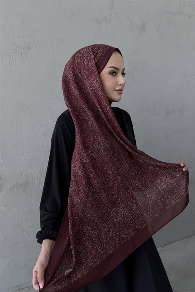 Bordo Leena Koza %100 Pamuk Şal