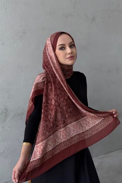 Bordo Maaren Koza %100 Pamuk Şal