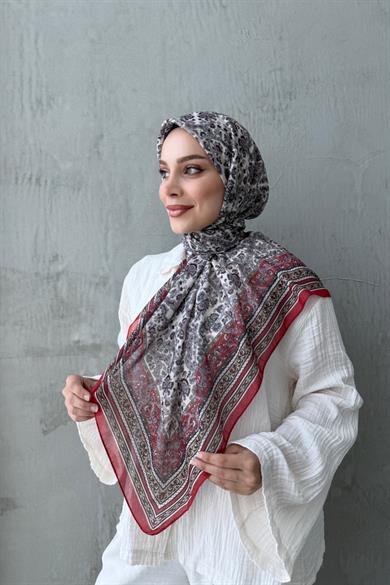 Bordo Mahi Bohem Modal İpek Şaleşarp