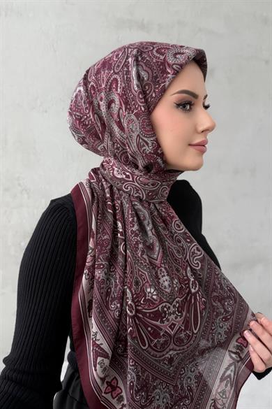 Bordo Mihri Bohem Modal İpek Şaleşarp
