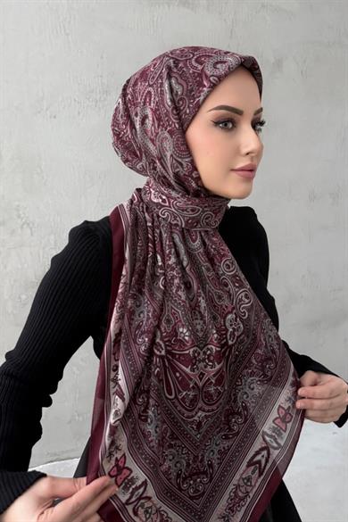 Bordo Mihri Bohem Modal İpek Şaleşarp