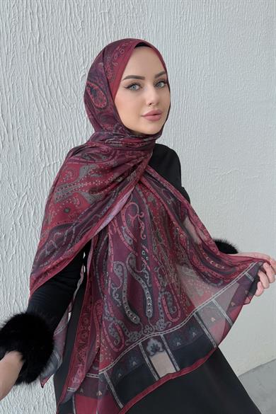 Bordo Modal İpek Şal