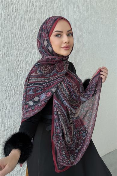 Bordo Modal İpek Şal
