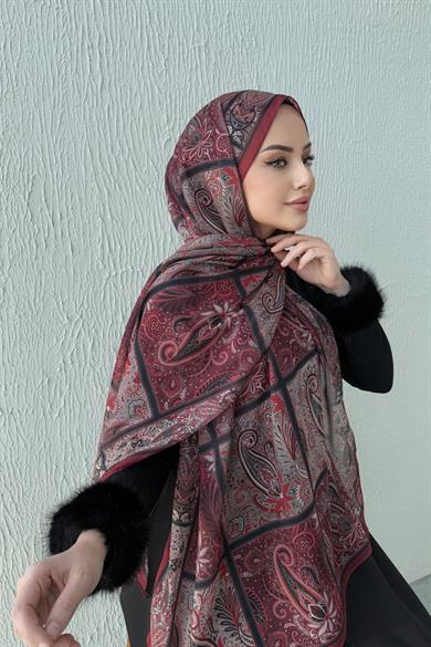 Bordo Modal İpek Şal