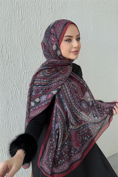 Bordo Modal İpek Şal