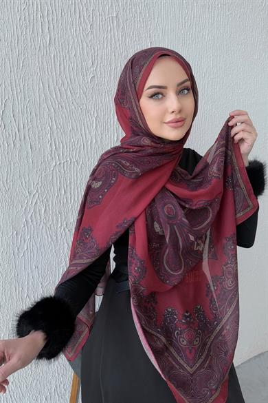 Bordo Modal İpek Şal