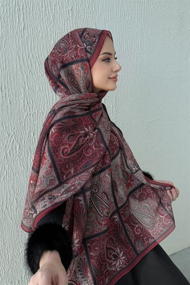 Bordo Modal İpek Şal