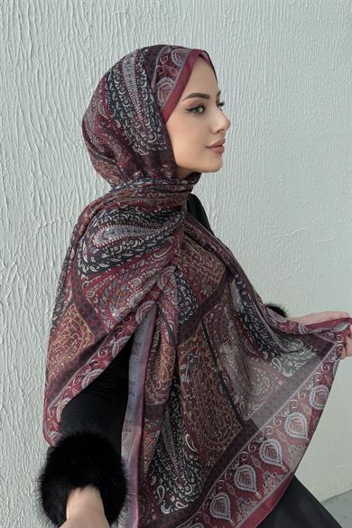 Bordo Modal İpek Şal