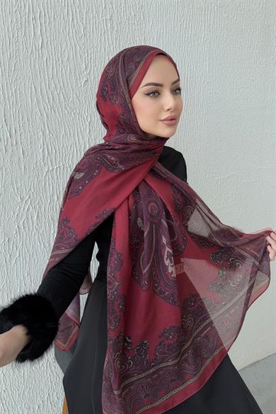 Bordo Modal İpek Şal