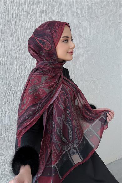 Bordo Modal İpek Şal