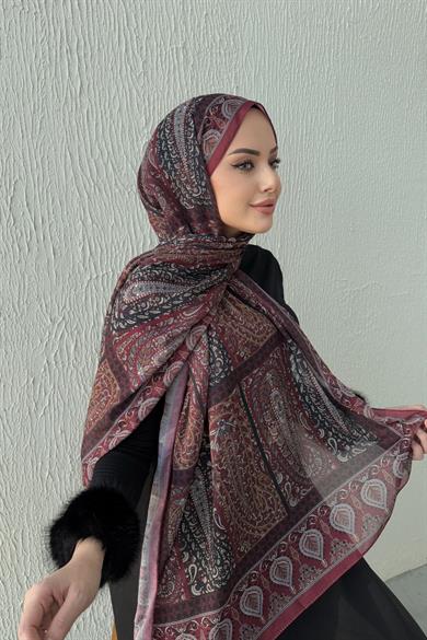 Bordo Modal İpek Şal