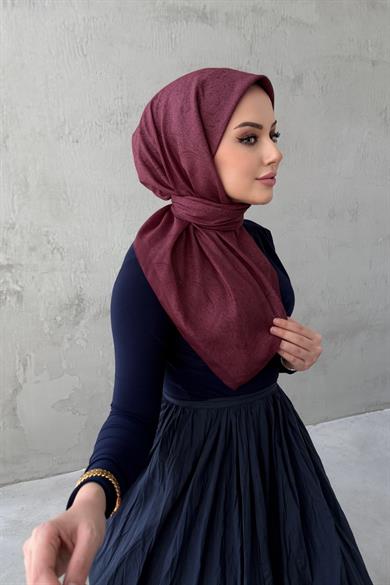 Bordo Neva Bohem Modal İpek Eşarp
