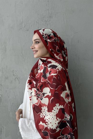 Bordo Rosa Modal İpek Şal