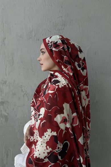 Bordo Rosa Modal İpek Şal