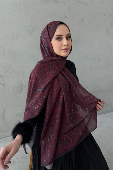 Bordo Sufra Modal İpek Şal