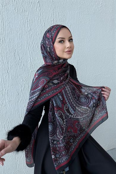 Burgundy & Mink Etro Authentic Indian Silk Shawl