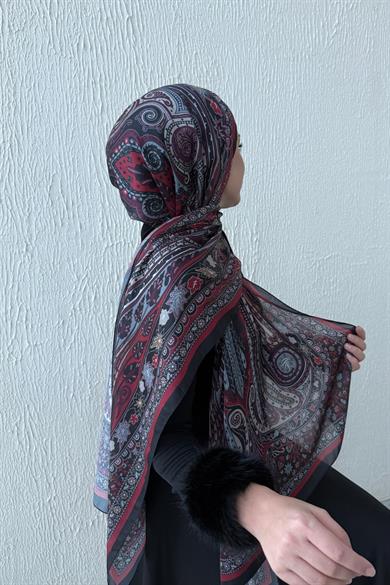 Burgundy & Mink Etro Authentic Indian Silk Shawl