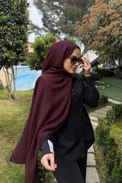 Burgundy Kibrit Desen Naia Şal 