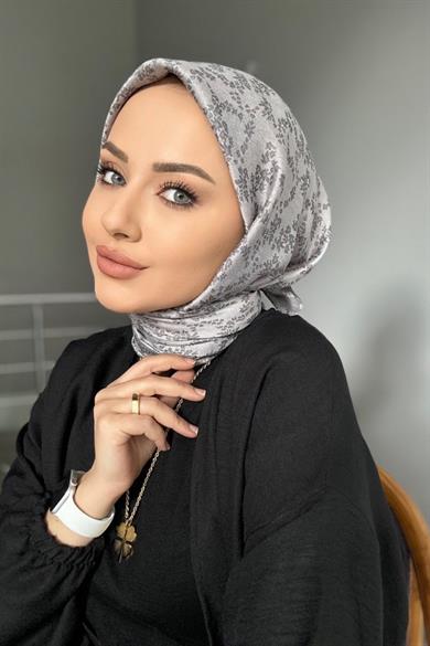 Cicek desen esarp gri