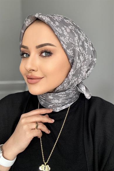 Cicek desen esarp gri