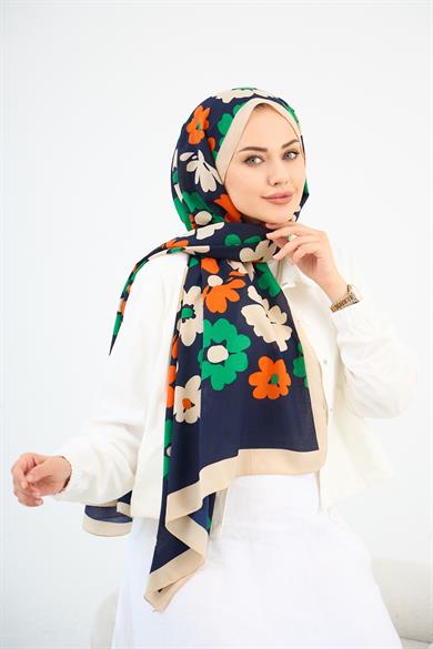 Çiçek Desen Naturel Şal