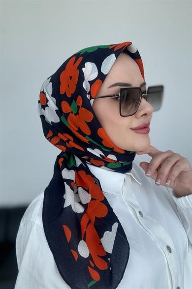 Çiçek Naturel Eşarp Kenarı Lacivert