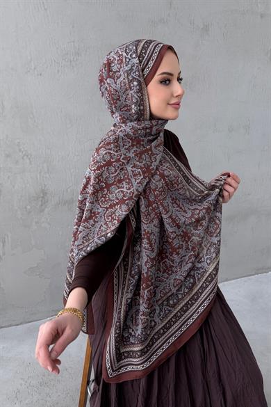 Çikolata Bohem Modal İpek Şal