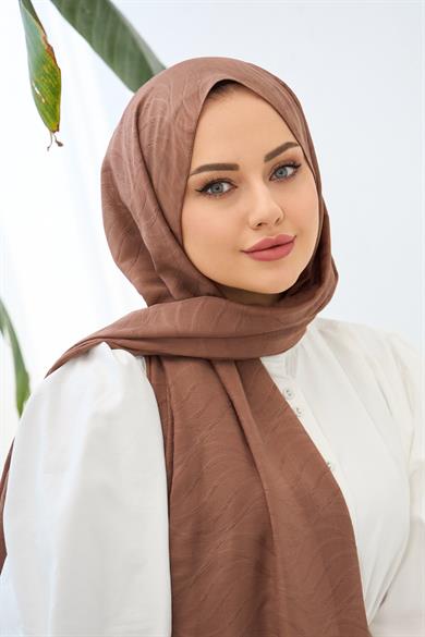 Çikolata Kendinden Desenli Fresh Şal
