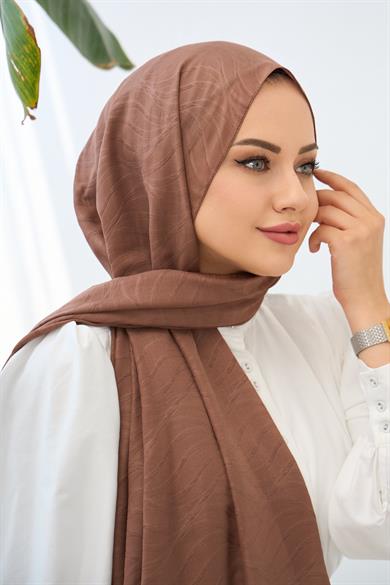 Çikolata Kendinden Desenli Fresh Şal