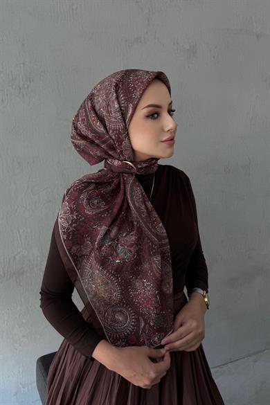 Çikolata Şehvar Bohem Modal İpek Şaleşarp