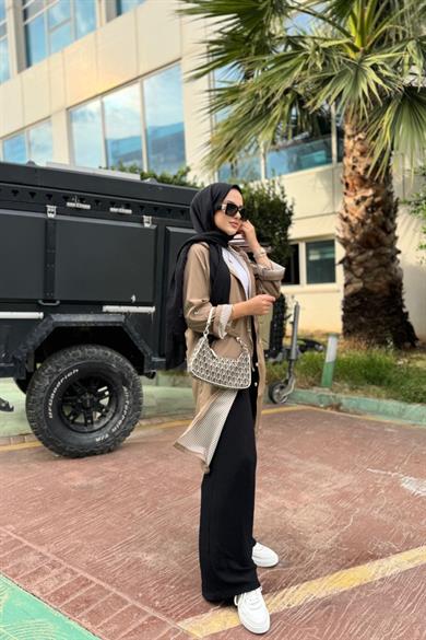 Çizgi Detay Trenç Vizon