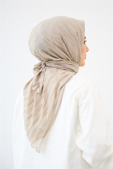 Dokulu bambu eşarp bej