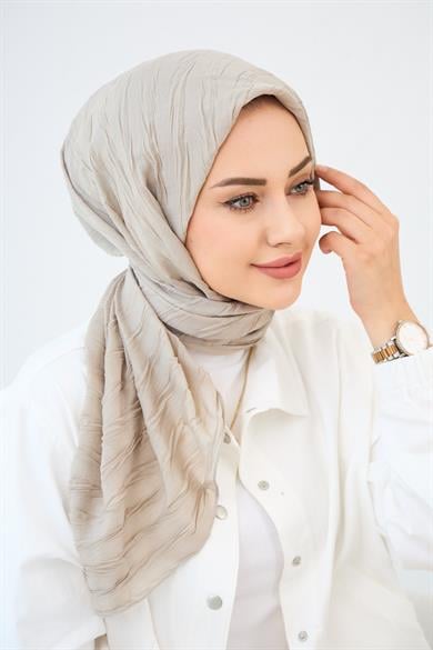 Dokulu bambu eşarp bej