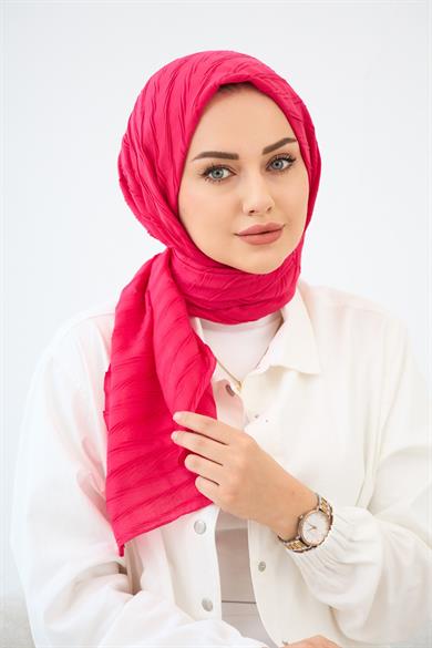 Dokulu bambu eşarp fuşya