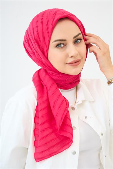 Dokulu bambu eşarp fuşya