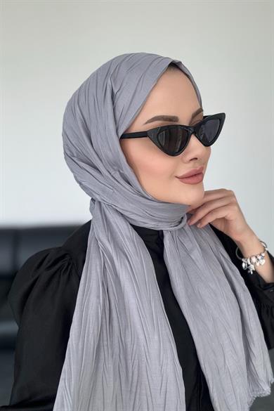 Dokulu Bambu Şal Açık Gri