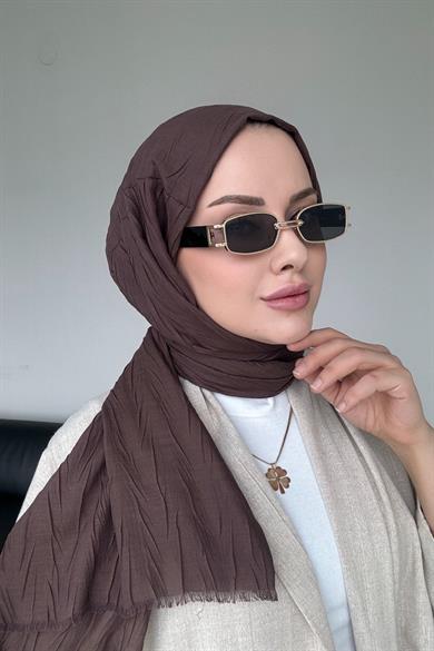 Dokulu Bambu Şal Kahverengi