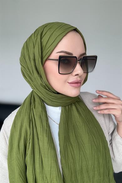 Dokulu Bambu Şal Yeşil