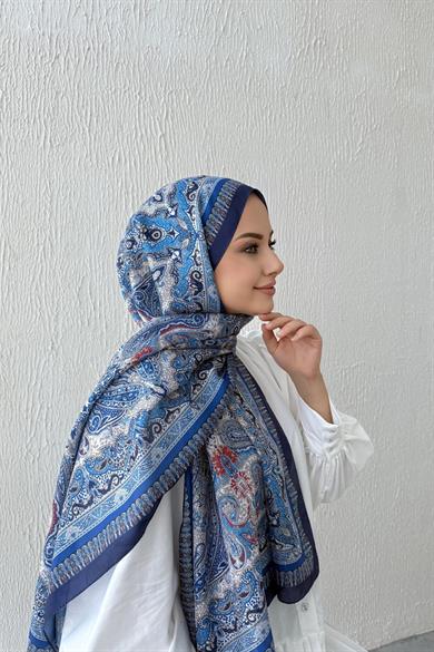 Lacivert Etro Vual İpek Şal